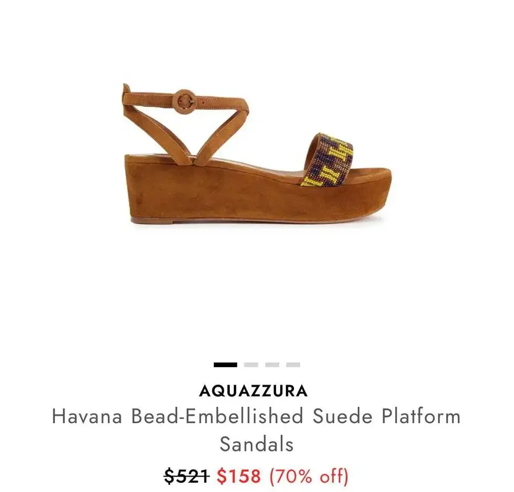 Sandals Aquazzura Firenze Beaded Suede Platform Wedge Sandals Size 38.5